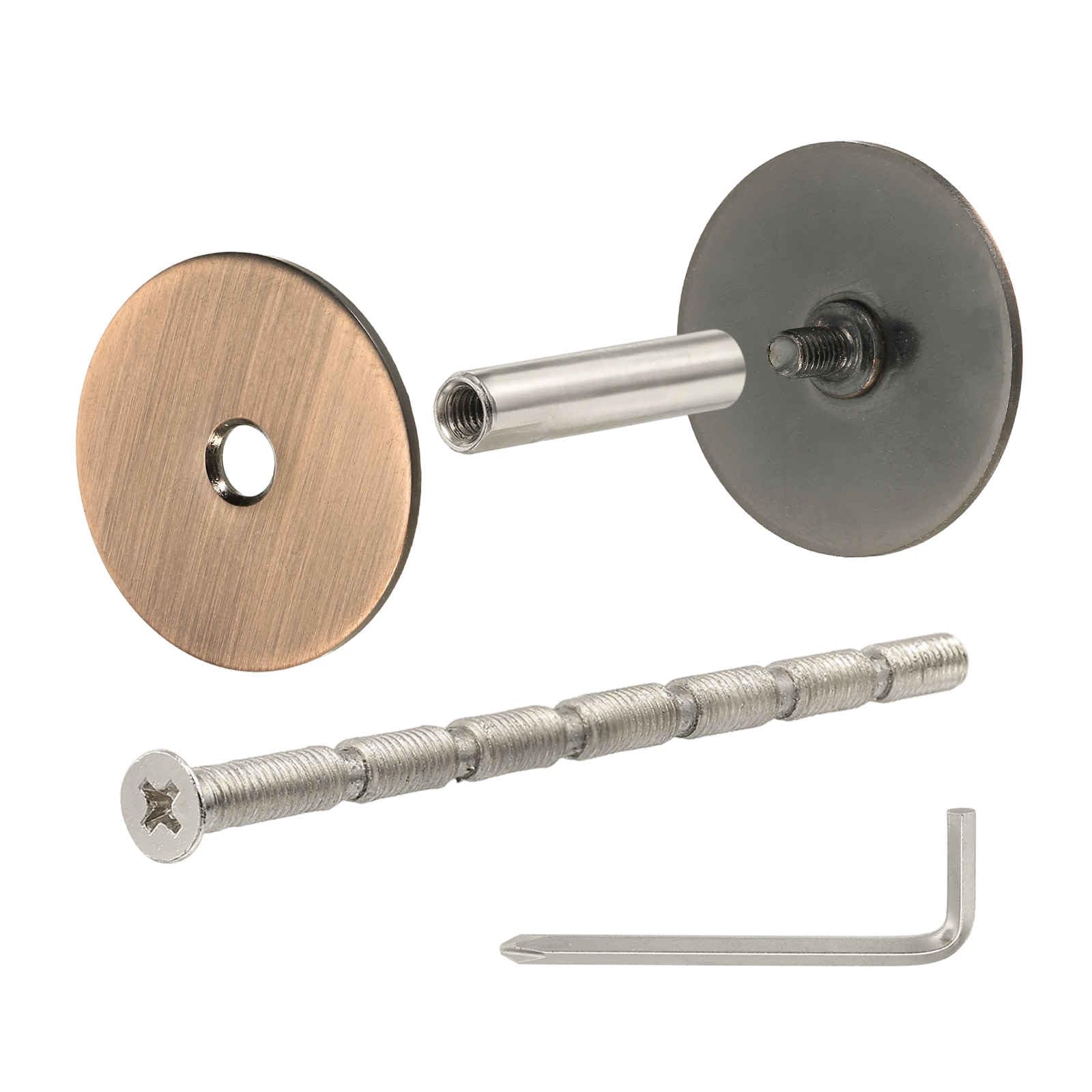 PATIKIL Door Hole Cover Plate, (Coppery) Stainless Steel Deadbolt Cover Plate Door Knob Hole Filler Plates with 3.54" Connecting Screws, Suit for - 1-3/8" Holes/Door/Cabinet/Wall