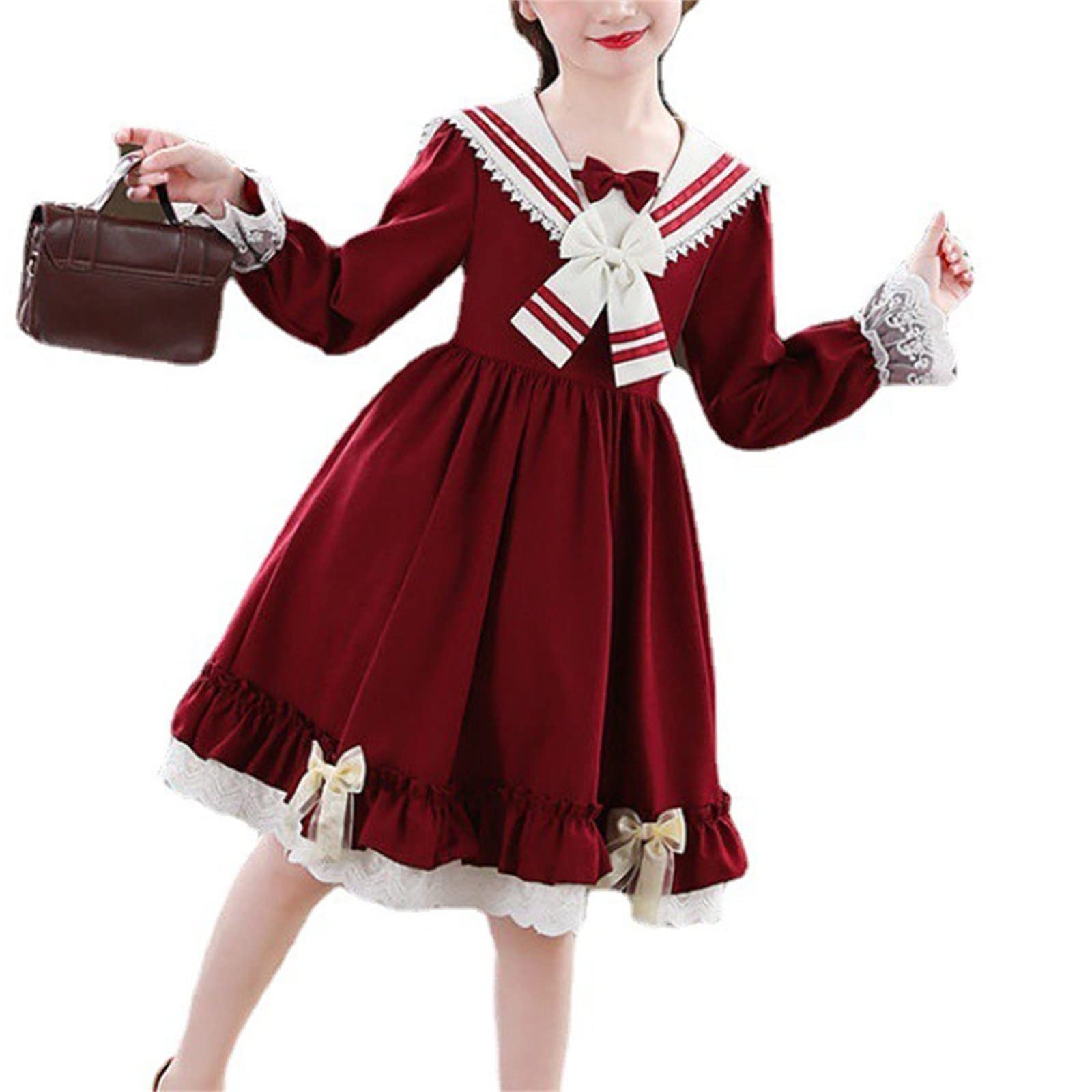 Générique Niños Niños Niños Niñas Manga Larga con Volantes Lolita Falda Princesa Vestido Vestidos Ropa Vestido para Niña Elegante para Ocasiones Especiales Gran Tamaño