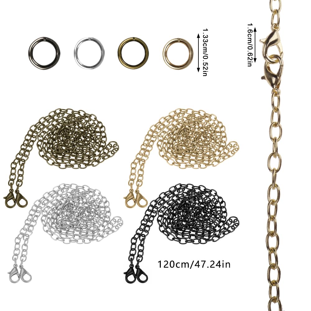 suaywo Handbag Chains 8 Straps + 16 Rings, 120cm Bag Chain Straps for Shoulder Bags Crossbody Bags (4 Color Options) - Image 2