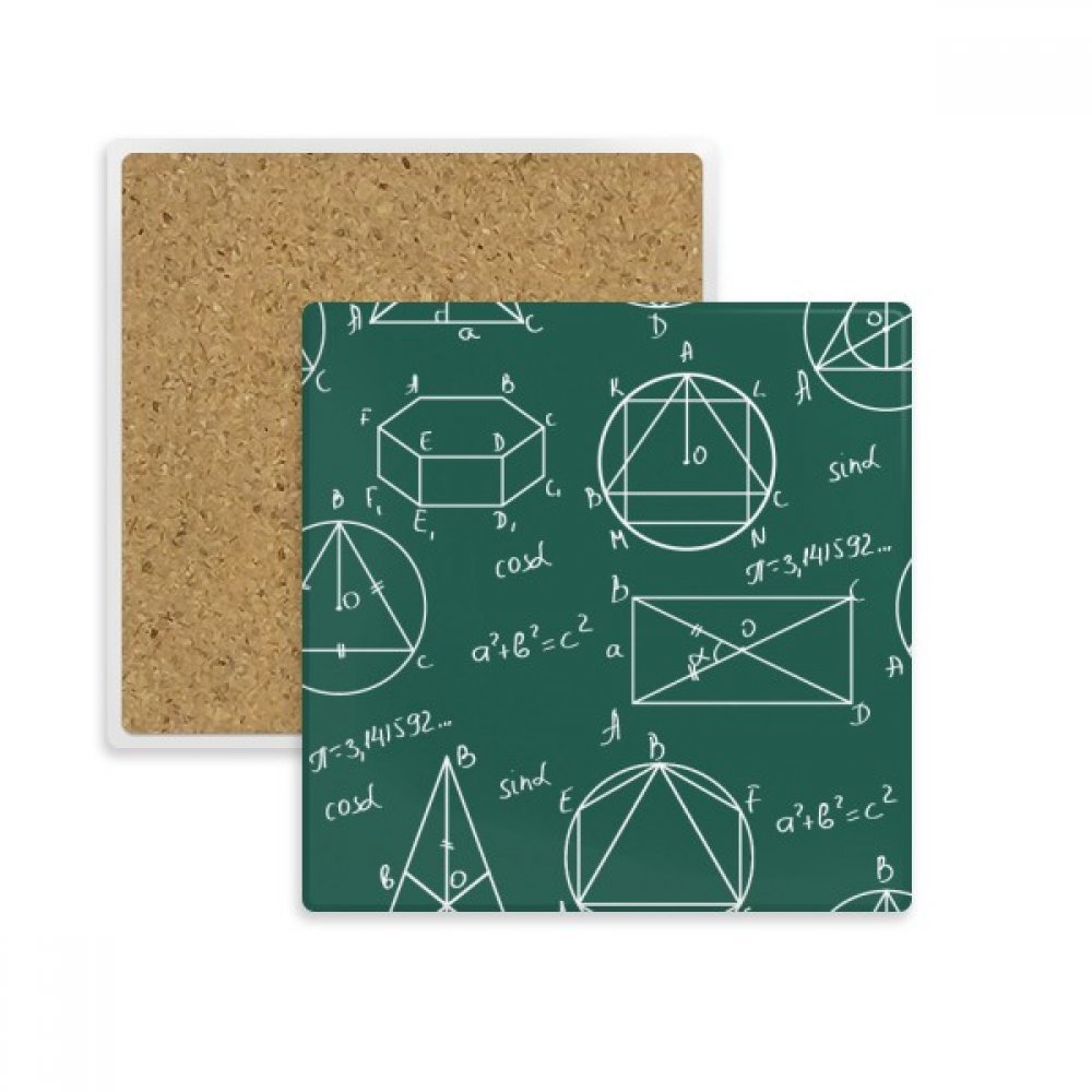 Coaster formule mathématique en pierre absorbante pour tasse et verre multicolor