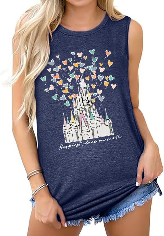 Magic Castle Tank Top Women Happiest Place On Earth Graphic Sleeveless Summer Holiday Vacation Trip Tops Shirts3