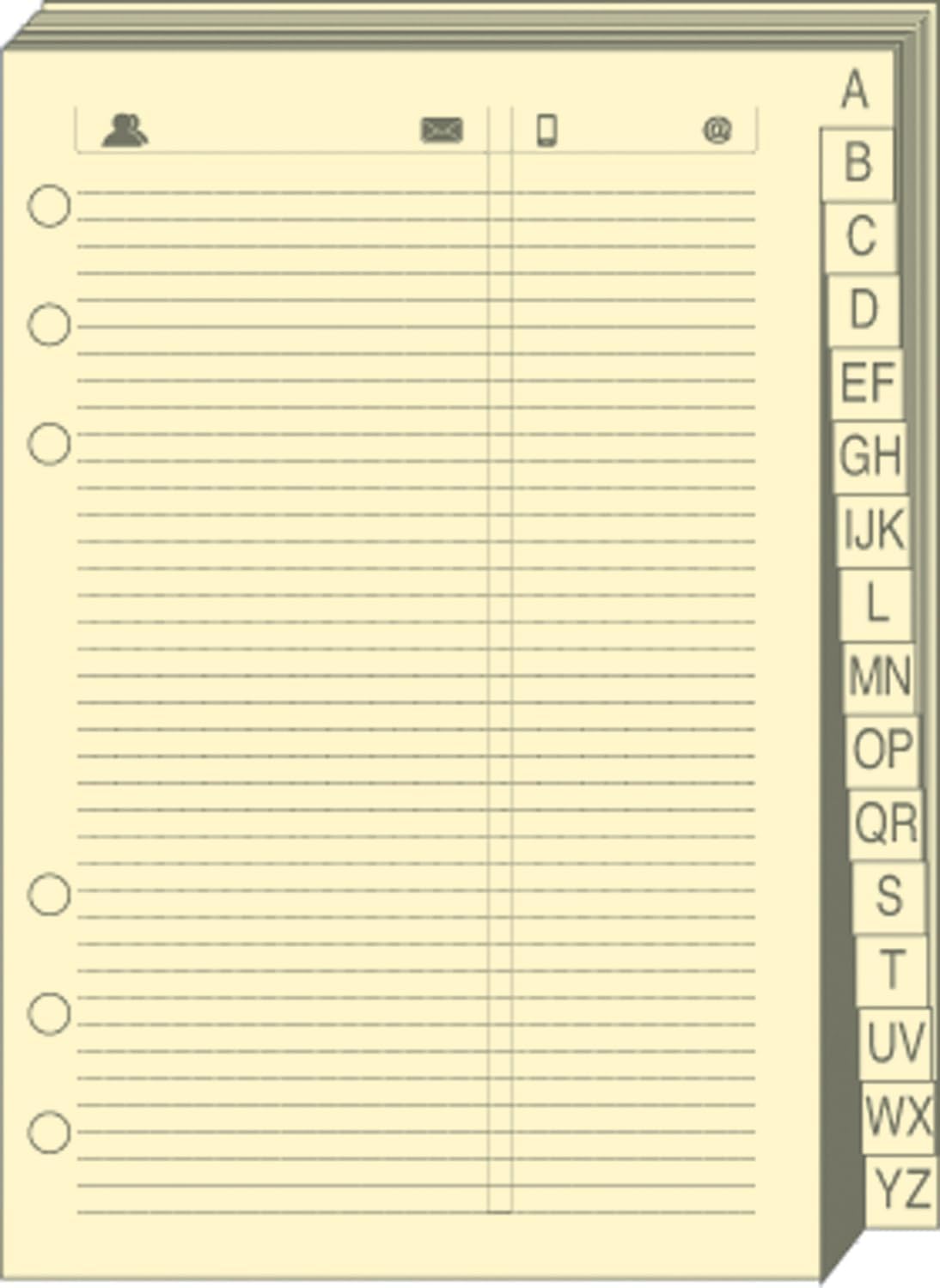 Quo Vadis - Timer Accessories - Telephone Book Refill for Timer 17 - Clairefontaine Ivory Paper - Size 10 x 17 cm