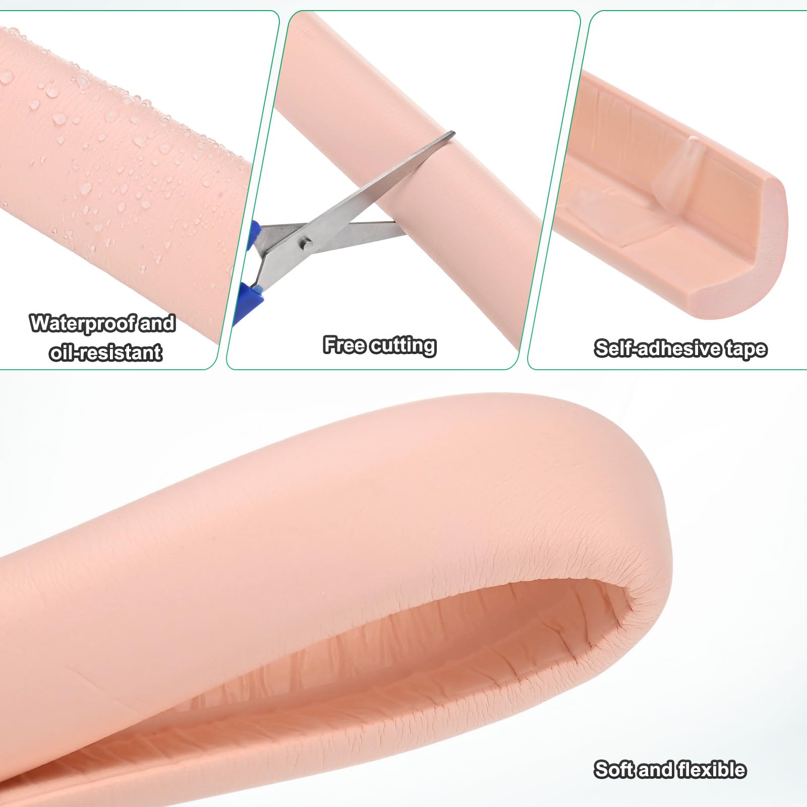 M METERXITY 4 Protectores De Esquina En Paquete De 4, 6.5 Pies/2m De Espuma De Goma NBR Suave Protector De Borde En Forma De L para Esquinas De Muebles/Chimenea/Borde De Mesa [Rosa]