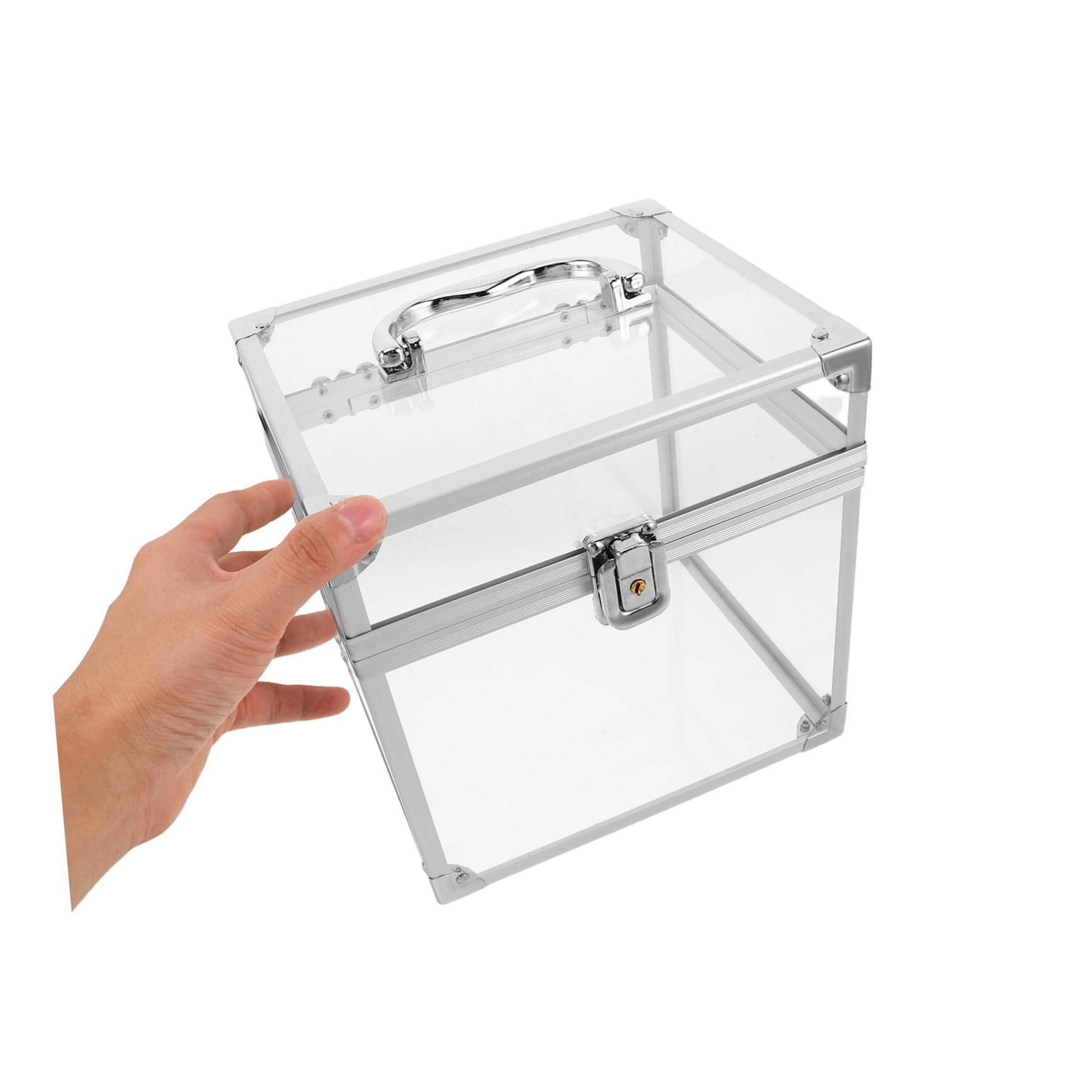 Cabilock Scatola Porta Dischi Contenitore Organizer in Acrilico in Vinile con Maniglia Grande Capacità per Album e Copertine per Studio e Camera