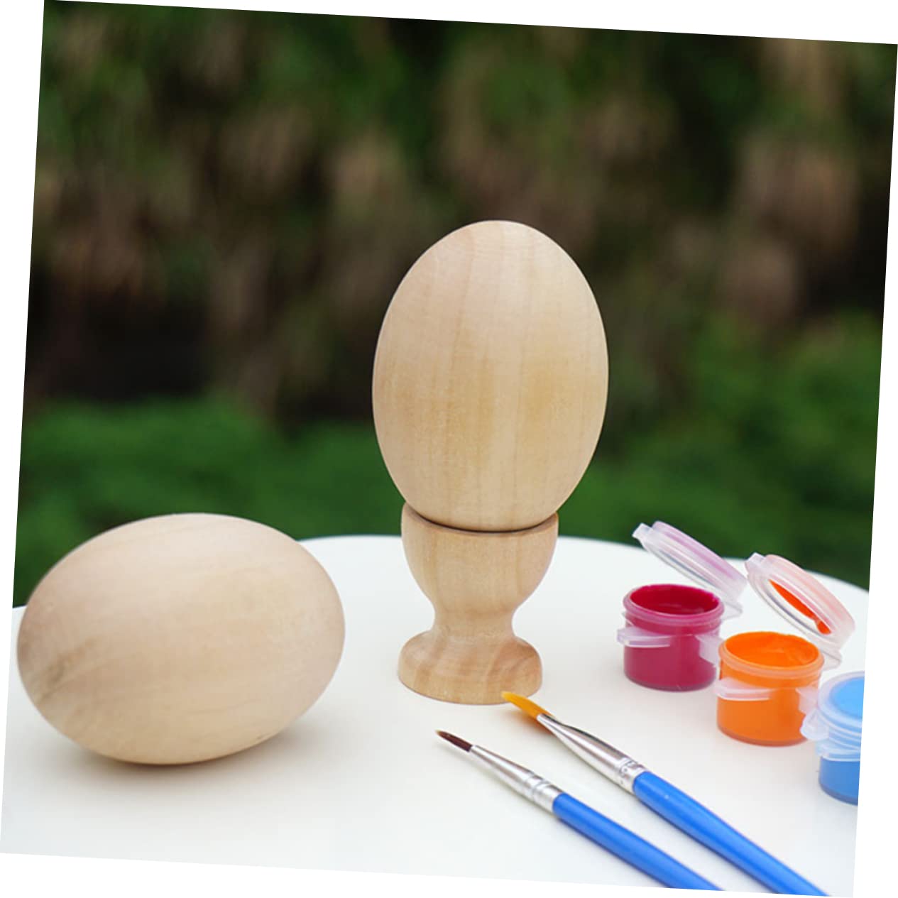 TOYANDONA 14sätze Holz Ostereier Mit Ständern Unbemalte Holz-eier Für Kreative Projekte Für Bastelarbeiten Zu Ostern Und Mehr