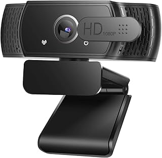 GOSCIEN Webcam, Ultra HD 1080P Webcam Computer Web Camera Video Cam with Microphone for PC Laptop Desktop, Plug and Play USB Webcam Camera for Youtube, Skype, Video Calling, Studying, Conference
