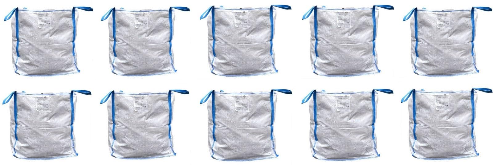 Big Bag 90x90x90 cm, 10 Stück, 4 Schlaufen, 1000kg Tragfähigkeit | B teurobrecher, 5000 KG Bruchlast, Ohne Inhalt, Für Bauschutt, Gartenabfälle, Holz, Sand, Steine