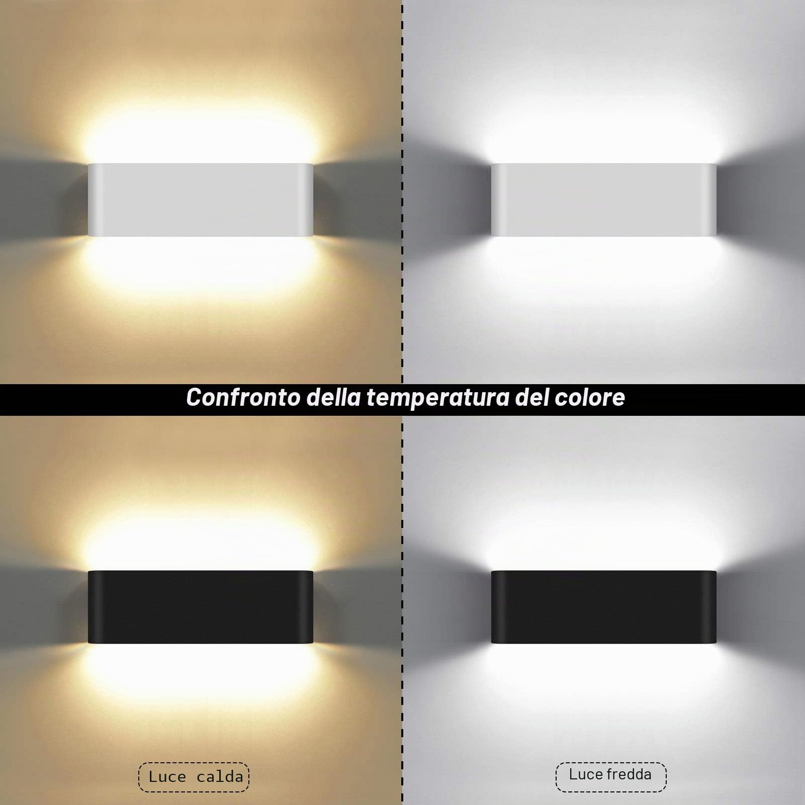 KAWELL 20W Moderno Applique da Parete LED Lampada da Parete Alluminio | Lampada da Muro Interno Esterno, Impermeabile IP65, per Camera da Letto Bagno Soggiorno Scale Portico Corridoio