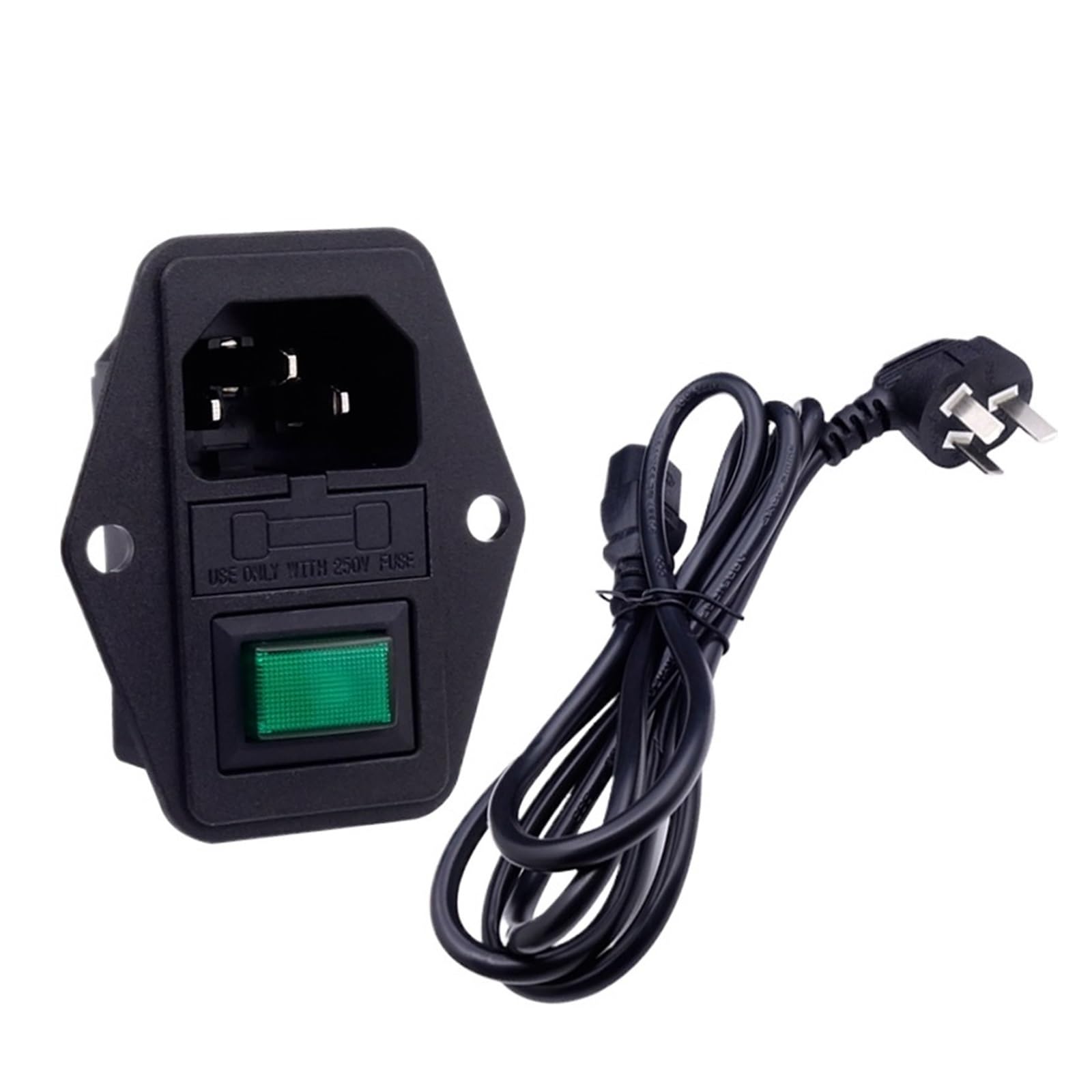 Prise de courant 15A bouton vert fusible intégré pour haute protection