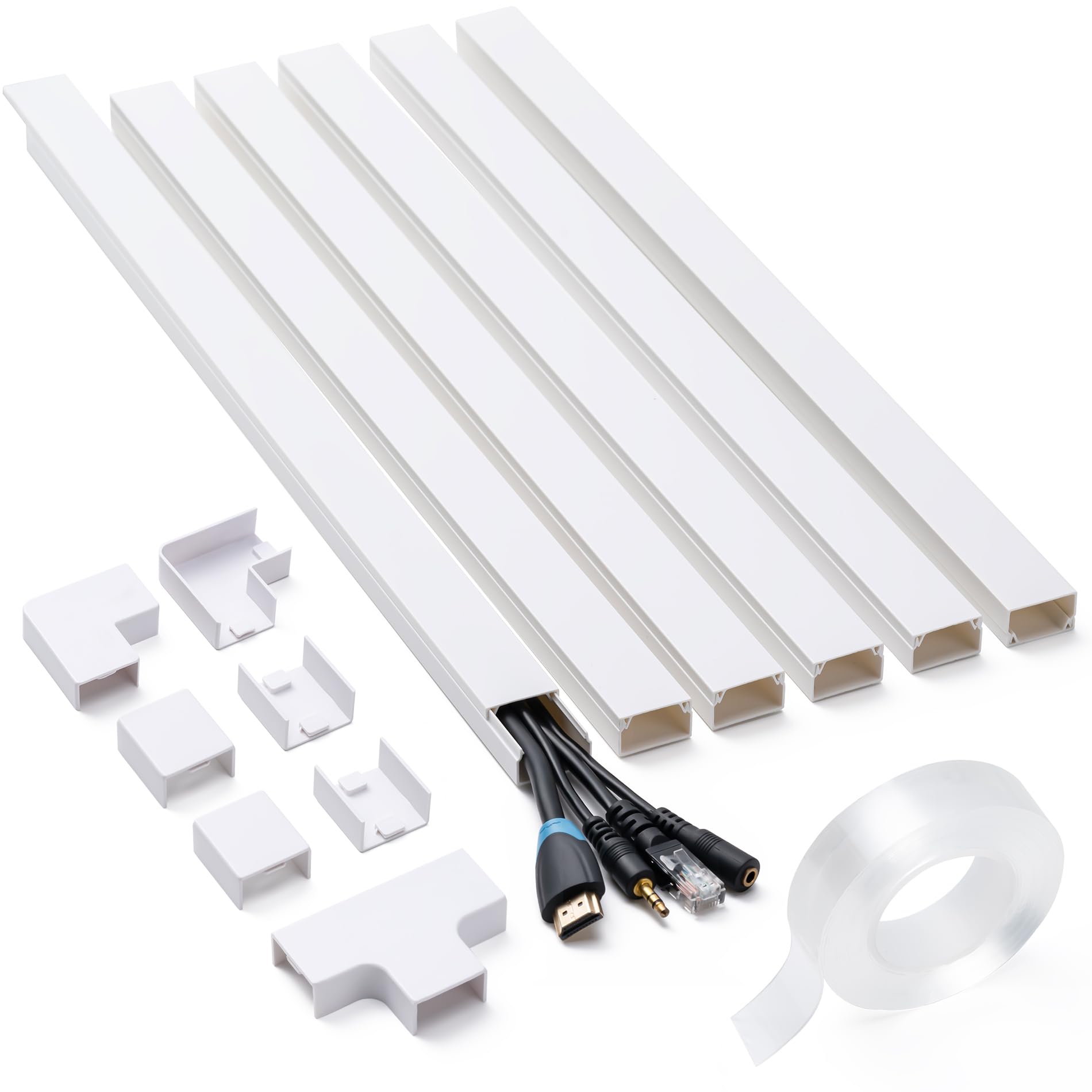 Kit de ocultador de cables de 94.5 pulgadas, cubiertas de cables para cables en la pared, organizador de cables, ocultadores de cables para TV en pared, corrector de cables, gestión de cables de