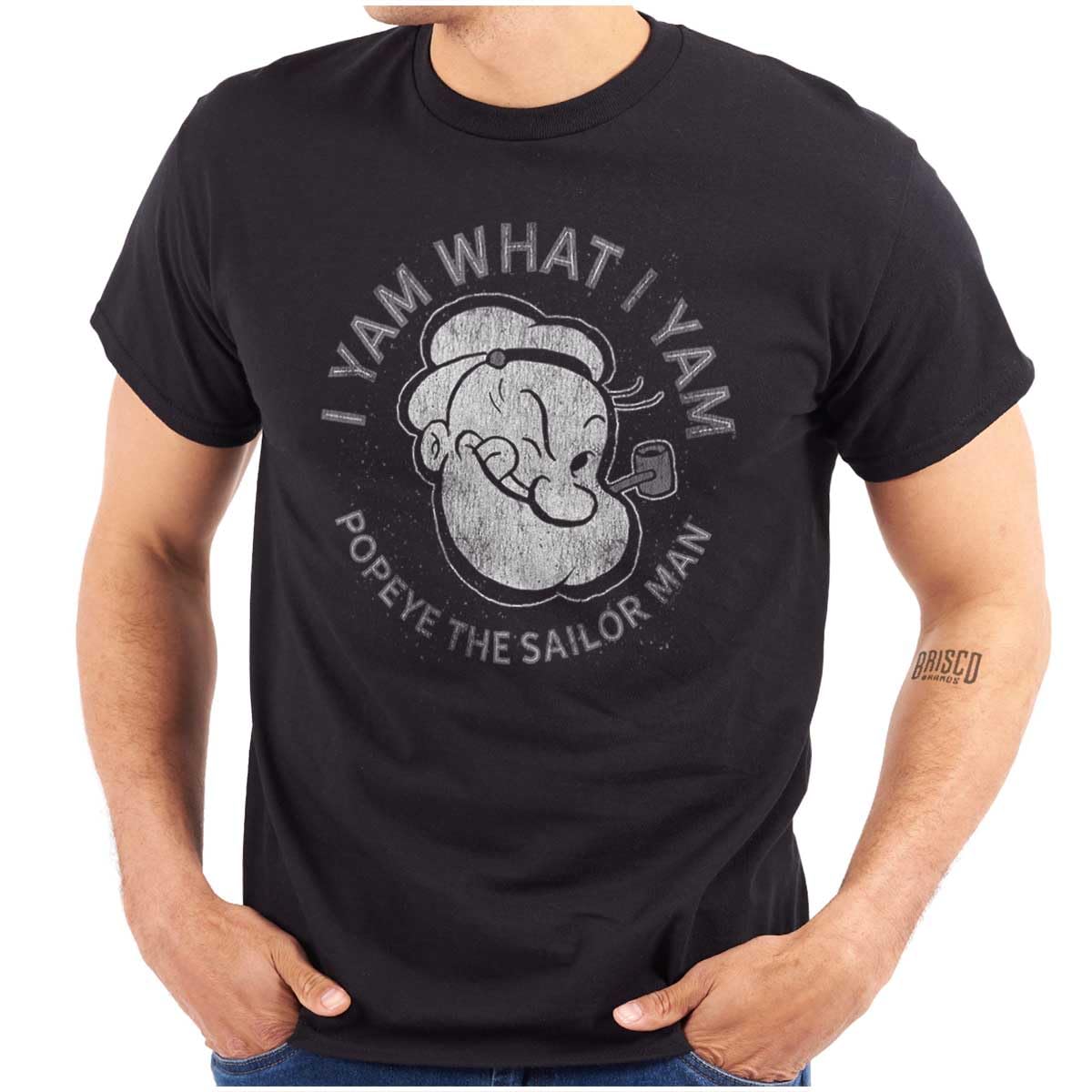 Brisco BrandsPopeye Sailor Man Quote What I Yam Graphic T Shirt Men or Women