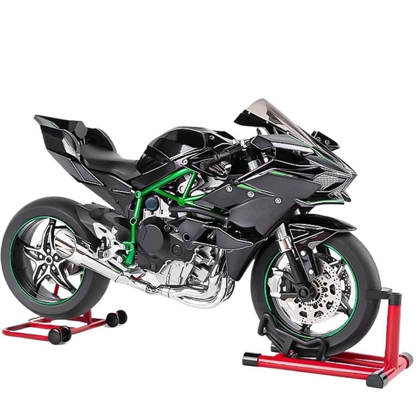POEWRI for Kawasaki H2R Alloy Racing Motorcycle Model Sound and Light Bootable Motorbike Toy Spray 1:6