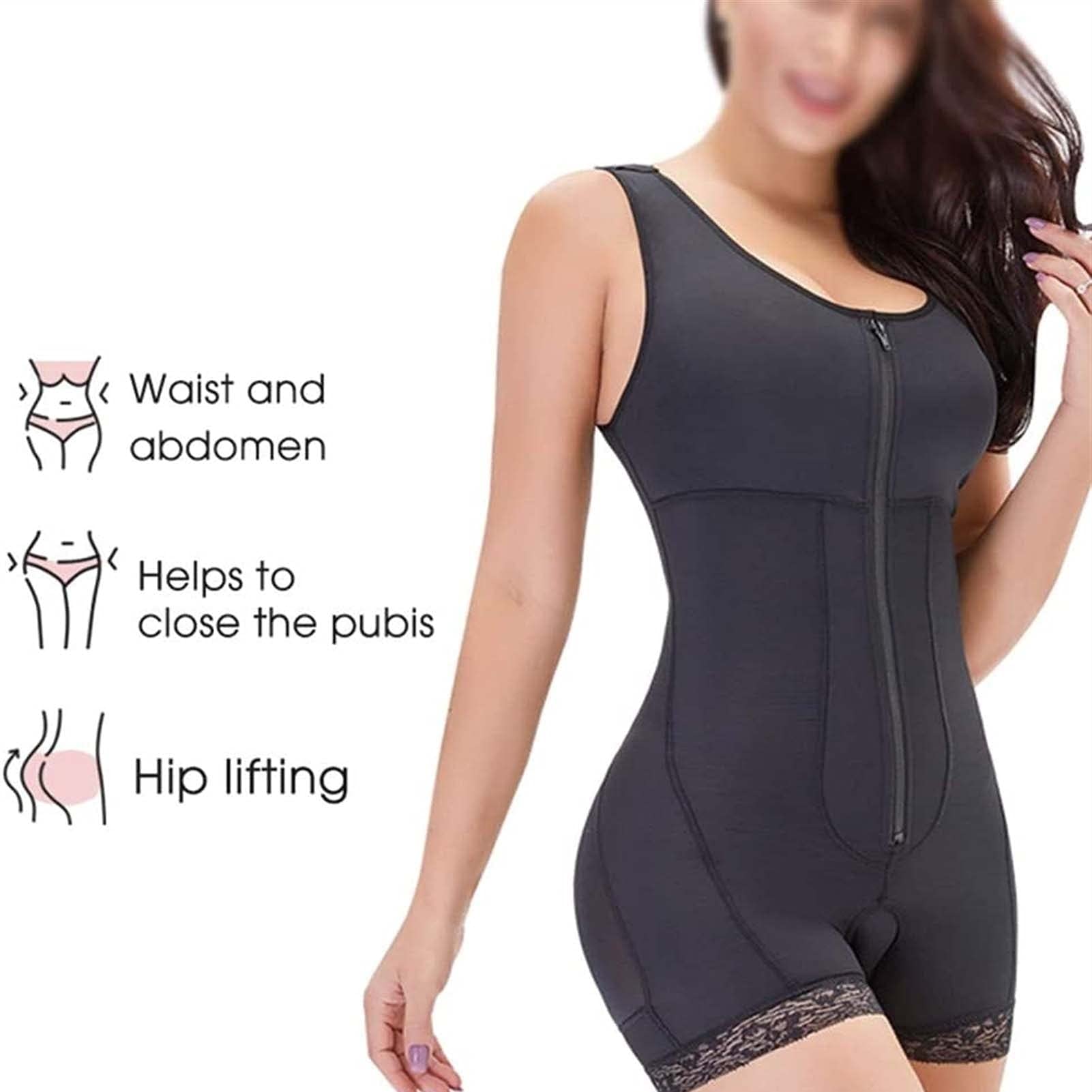 MOCHAMIK Body modelują S-6XL Bezszwowa bielizna modelująca Mocne podtrzymanie brzucha Z regulowanym haczykiem na pasek na ramię zapinanym na zamek błyskawiczny