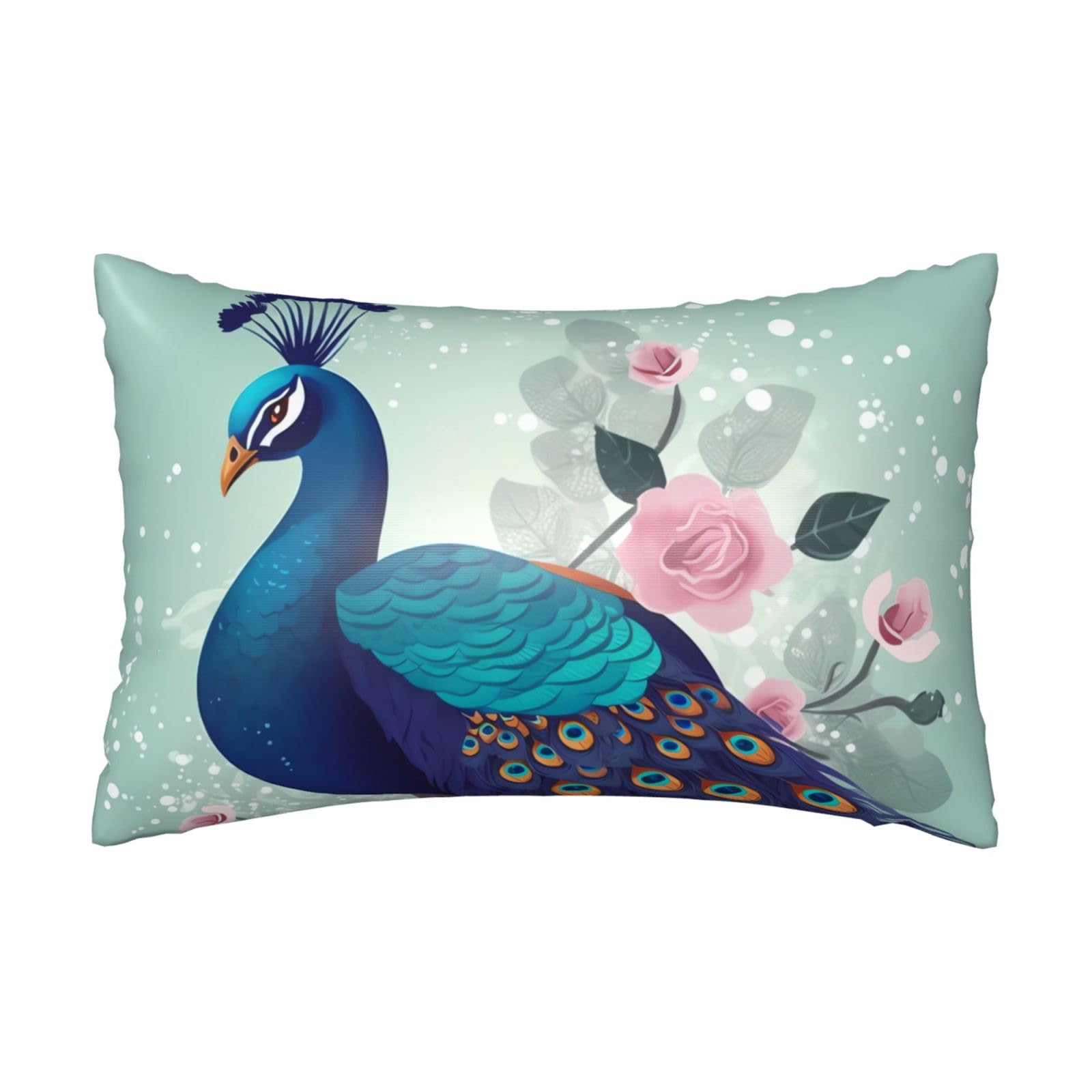 Satin Pillowcase for Hair and Skin, Beautiful Peacock and Floral Pillow Case Queen Size 20x30 Inches, Cooling Silky Pillowcases with Zipper Ultra Smooth and Soft Pillow Cover for Sleeping