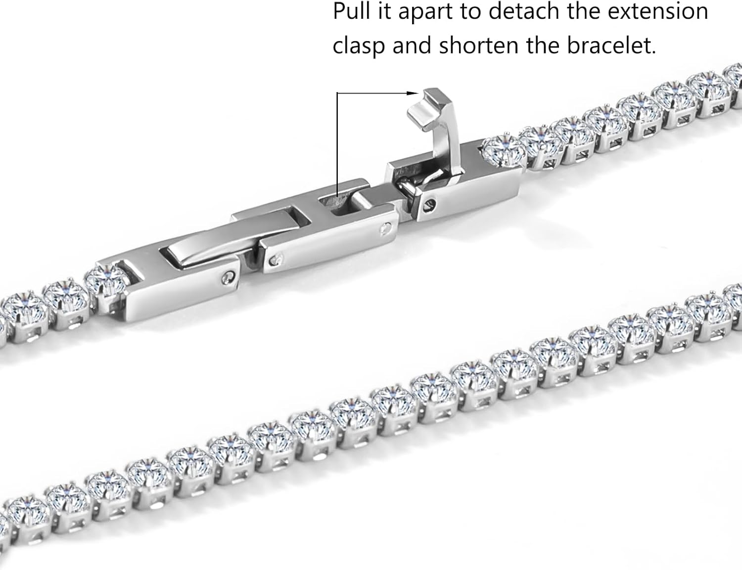 SDA Iced Out Diamond Tennis Chain Bracelets Stainless Steel Water Proof Never Fade 3.0mm/4.0mm Round 5A Cubic Zirconia Bracelets for Women and Men - Image 8