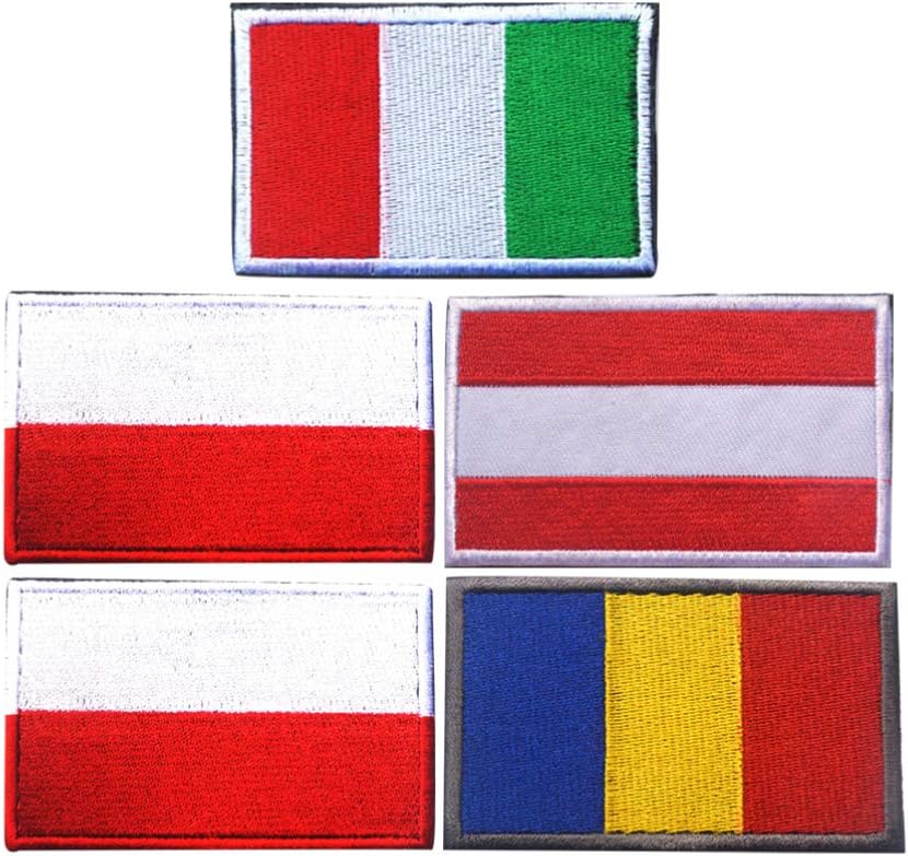 Besportble 国旗パッチ 5個のイギリス国旗 フランス国旗 オランダ国旗 ポルトガル国旗 イングランド国旗刺繍パッチ 3 1 X 2インチ
