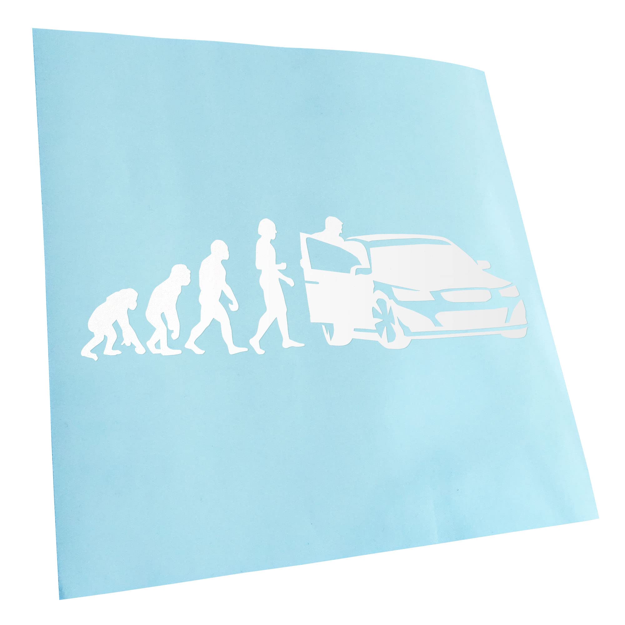 Kiwistar - Car Sticker - White - 24 x 7 cm Evolution Motorist - Rear Window Car Sticker Weatherproof for Car Truck Moped Truck - Sticker Exterior Self-Adhesive Tuning Accessories for Window Vehicle
