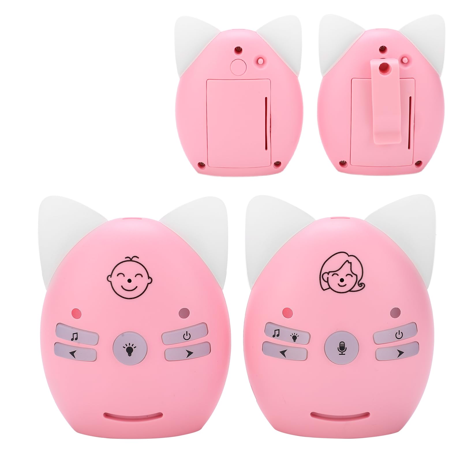Babyphone Audio sans Fil, Design Dessin animé, avec Conversation Bidirectionnelle, Veilleuse Musicale, Portée de 300 M (Plug EU (100-240V AC))
