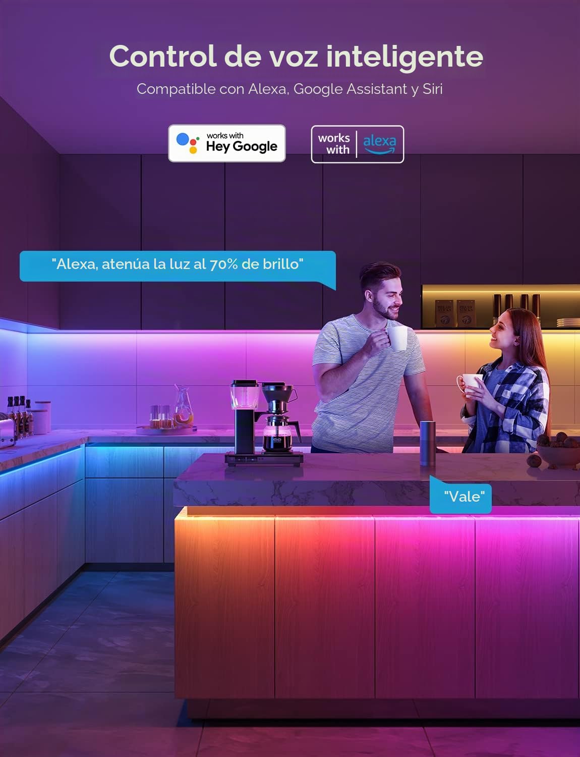 Govee Tira LED RGBIC Pro de 10 m, tira LED inteligente funciona con Alexa y Google Assistant, tira de luz recubierta, se sincroniza con la música, control de aplicaciones, cambio de color, adecuada