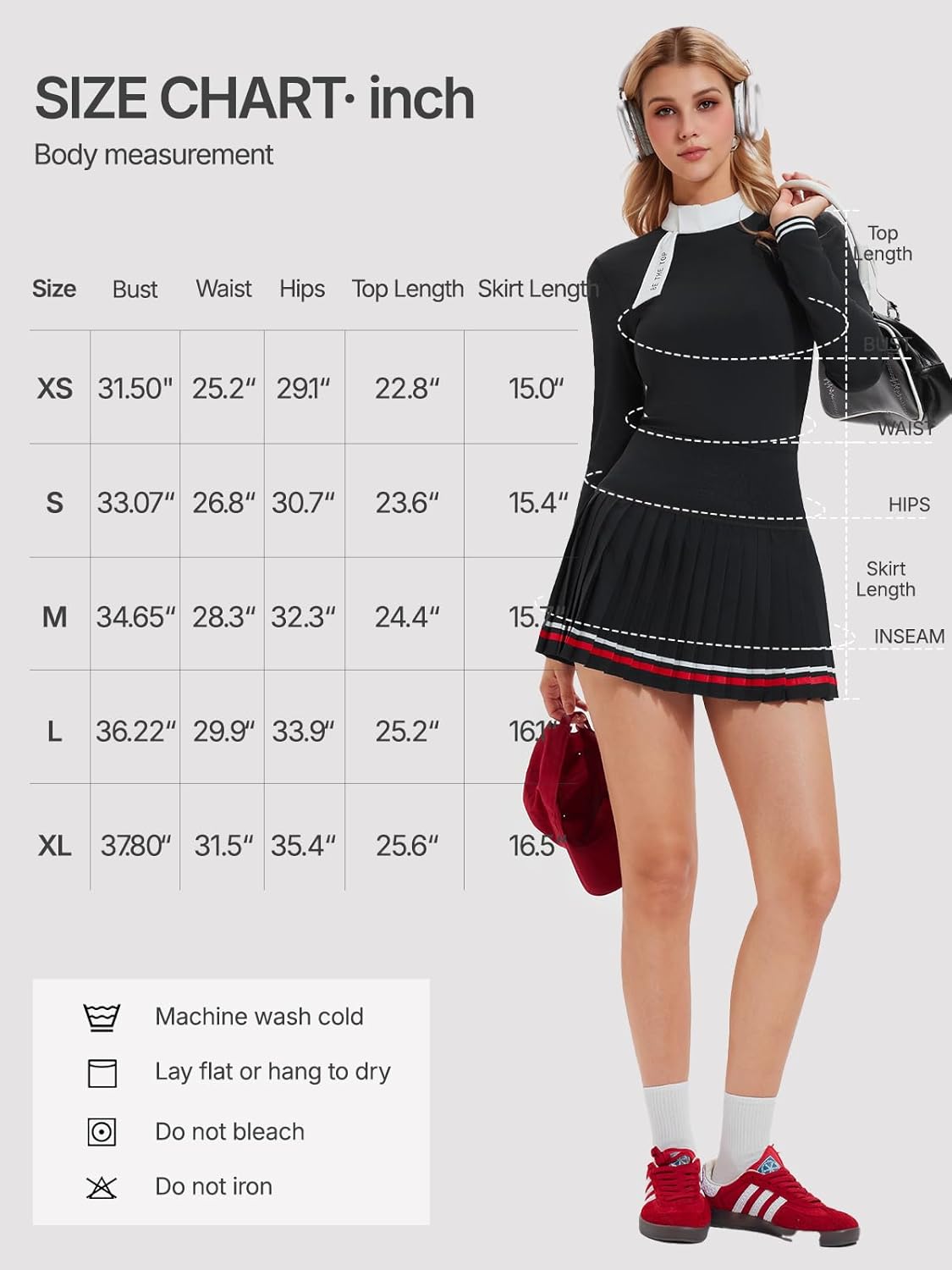 Women's 2 Piece Tennis Skirt Set Golf Outfits, Zip Back Top & Pleated Skort with Pockets, Pickleball Athletic Clothing - Image 2