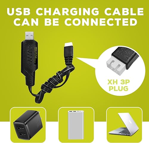 Miniatura 7 de Fytoo Batería de iones de litio de 7.4 V 5000 mAh 2S con enchufe JST y enchufe XT30 con 1 cable de carga USB para TX16S, TX18S, RC4GS, RC6GS, TX12