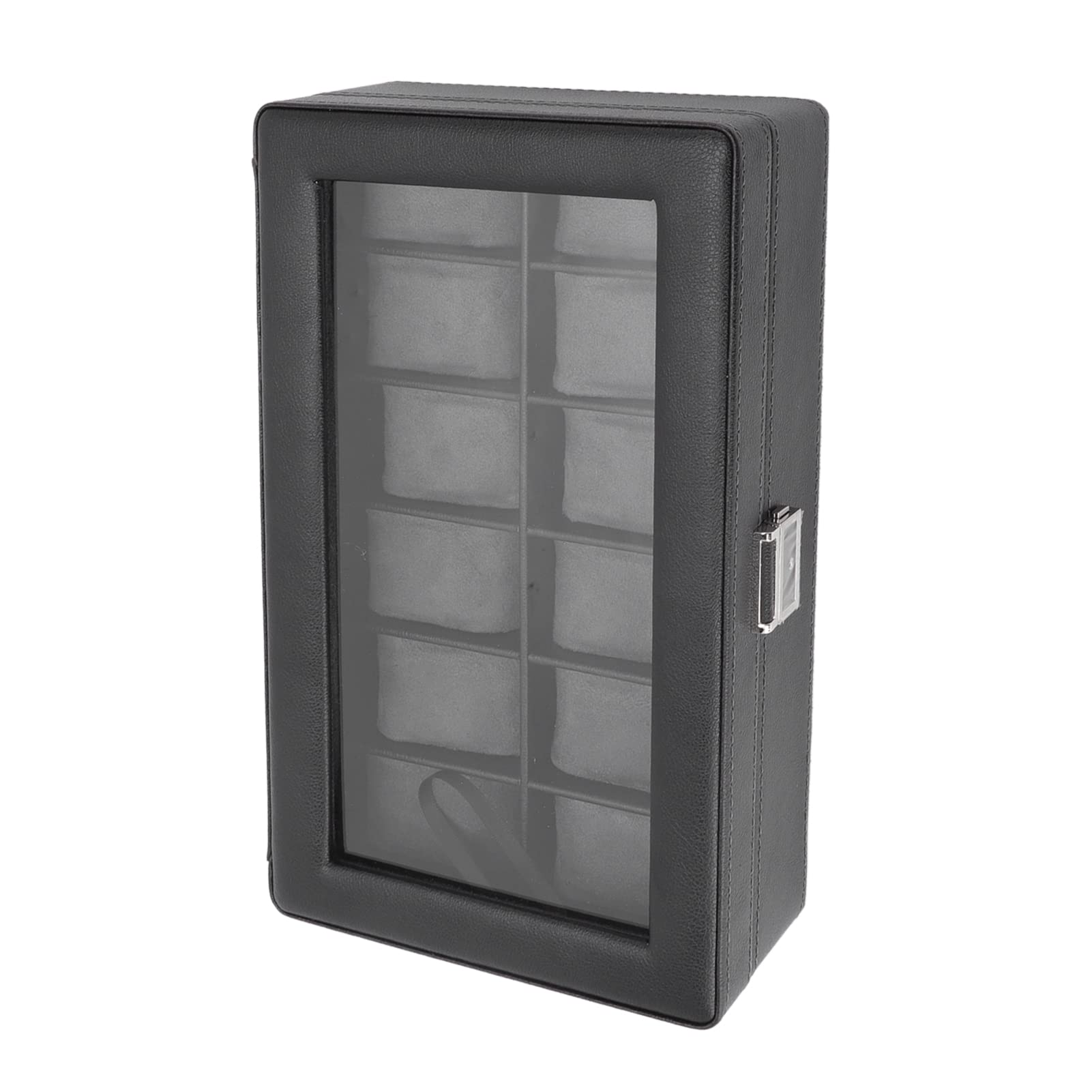 Organizzatore per Orologi Nero Elegante 12 Slot con Coperchio Trasparente Resistente Scatola Porta Orologi per L'organizzazione Domestica