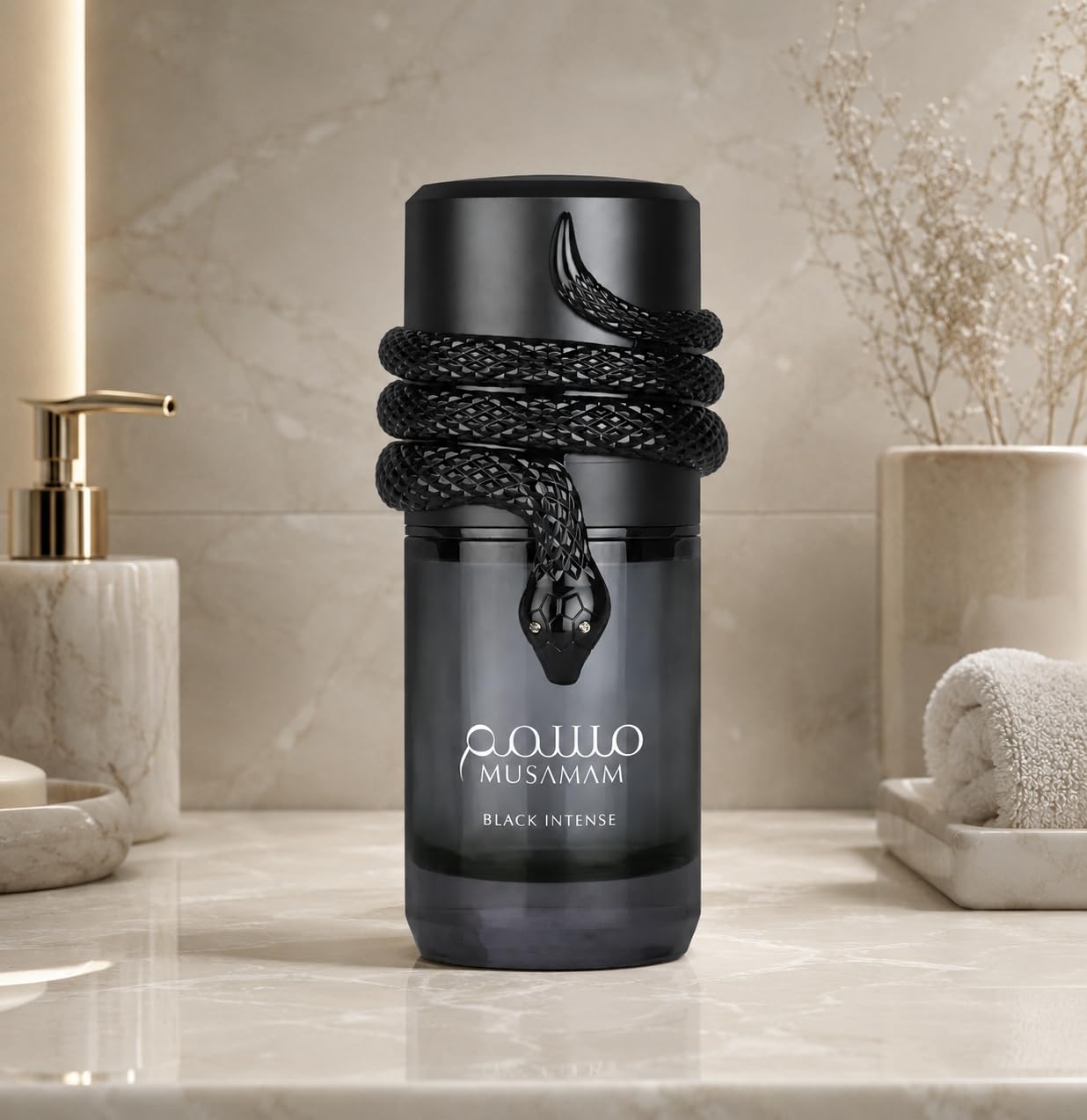 Musamam Black Intense fragranza da uomo da 100 ml + campioncino in omaggio da borsetta da 5 ml