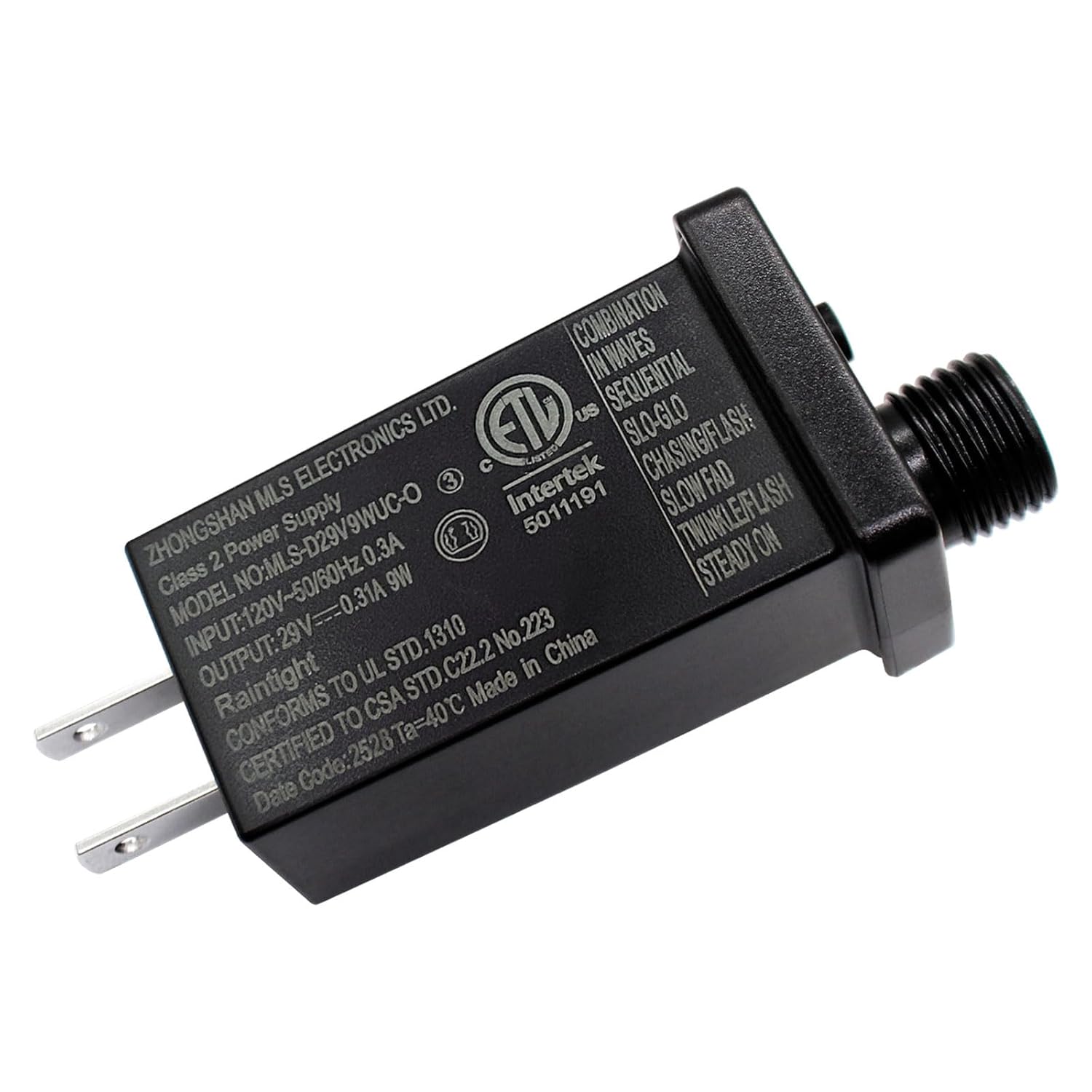 29V LED Transformer Class Two LED Power Supply, Waterproof IP44 Low Voltage Seasonal Use LED Driver US CA Plug for Christmas String Light (29V/9W 2Pack)