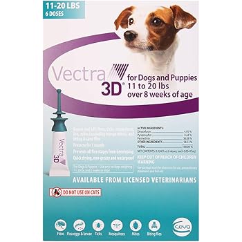 Amazon Com Vectra 3d Teal For Medium Dogs 11 20 Pounds 6 Doses Pet Flea Drops Pet Supplies