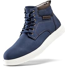FLYLAND Mens Fashion Sneaker Chukka Boots Lace Up Leather Ankle Dress Boot Lightweight Non-Slip Walking Shoes