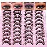 20 Pairs False Eyelashes Natural Faux Mink Lashes Wispy Cat Eye Lashes Fluffy 4 Styles 5D Volume Fake Eyelashes Pack by TNFVLONEINS