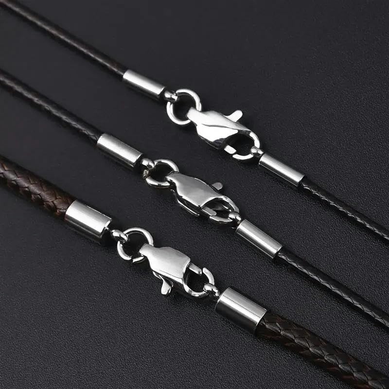 Cordon de collier ciré noir avec fermoir anti-perte pour pendentif - 3