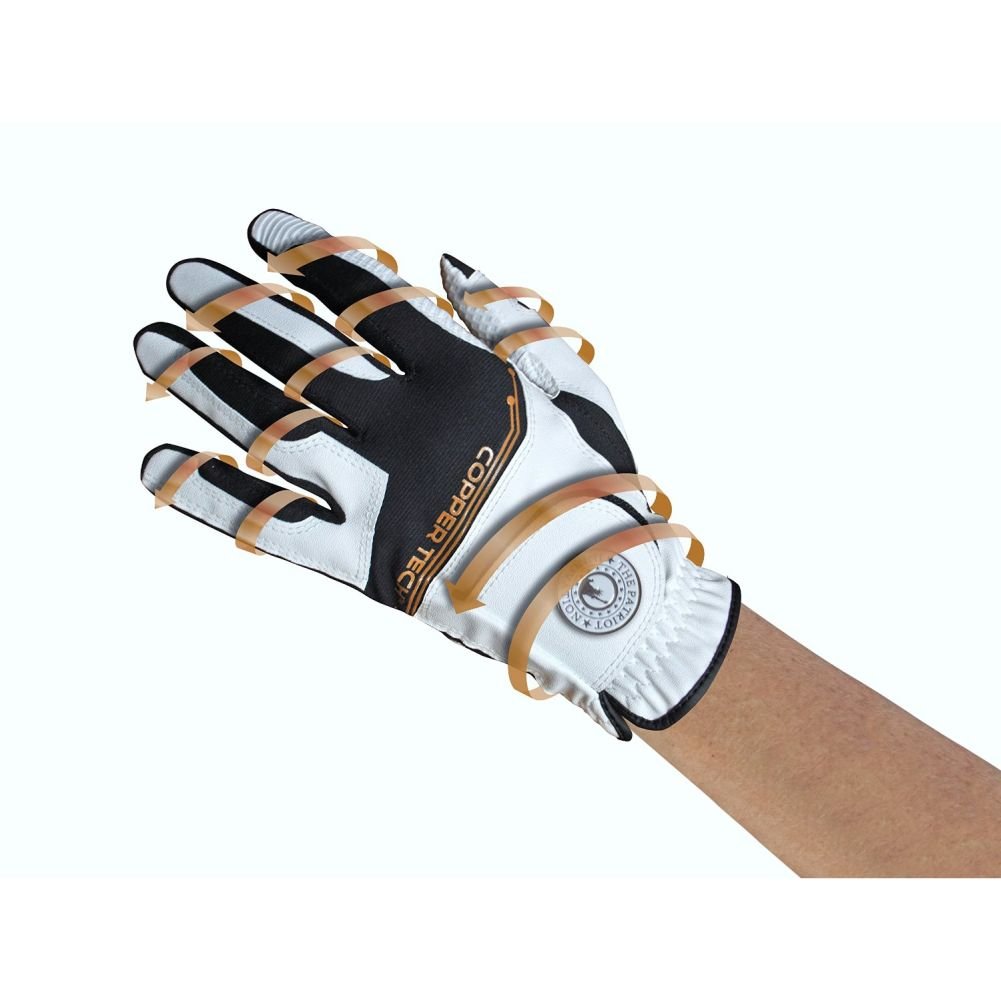 Copper Tech Gloves Men's Golf Glove with Spider Tacky Grip, One Size, White/Black, Worn on Right Hand