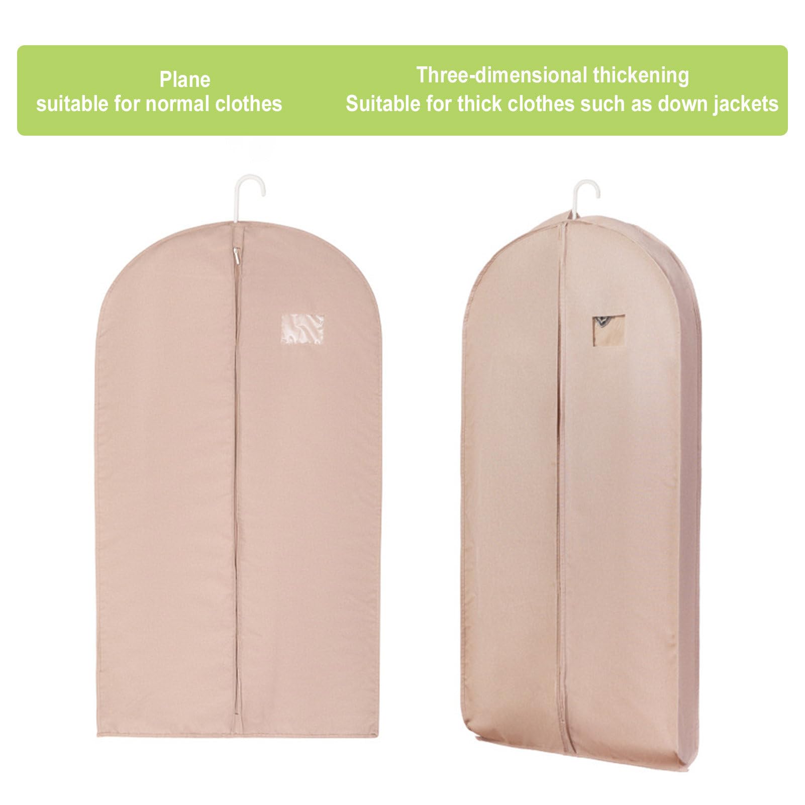 Graue Kleidersäcke, Kleiderhülle, hängende Kleidertasche mit transparentem Fenster, Anzugtasche zur Aufbewahrung im Schrank, A-60×88cm,Kleidersäcke(Large)