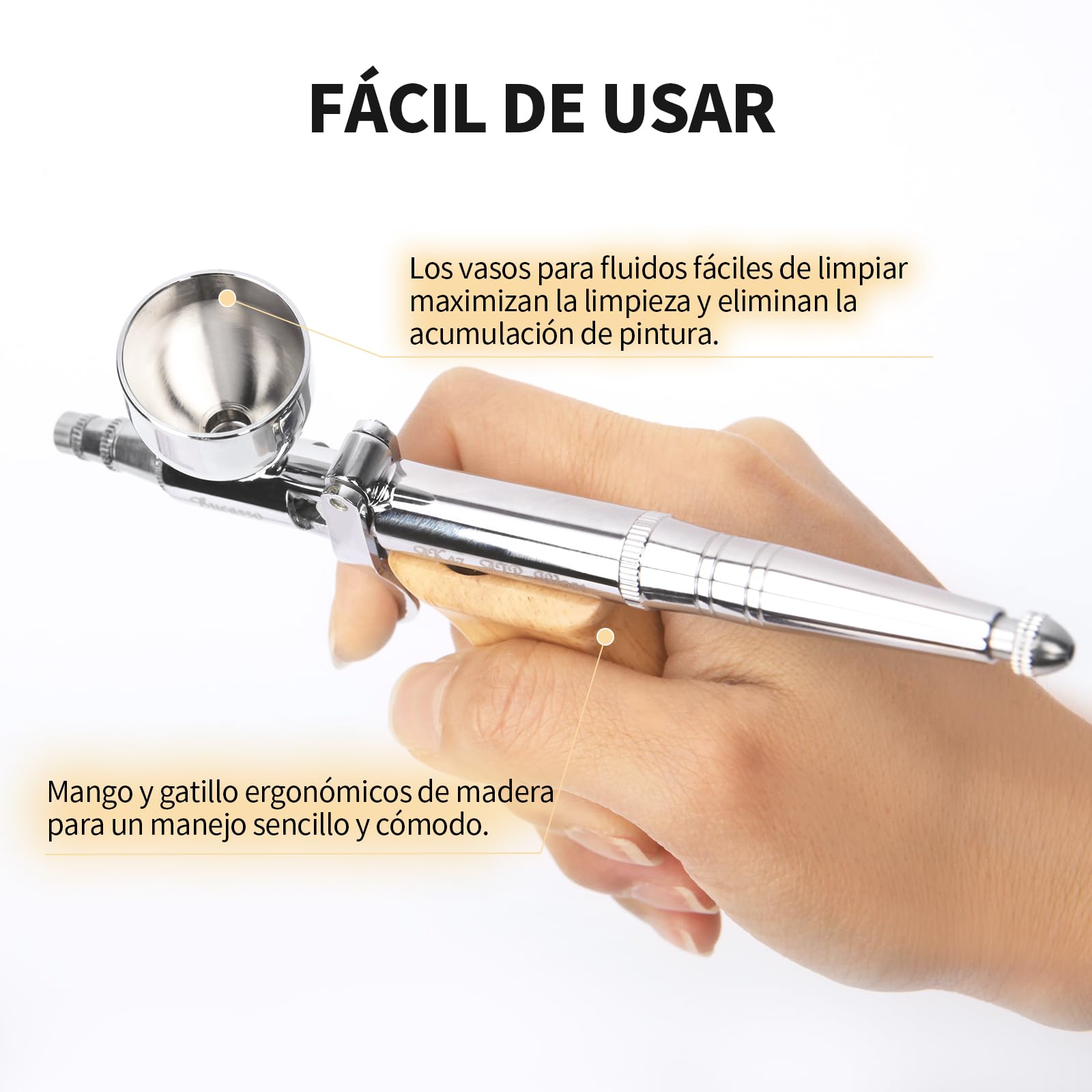 Airbrush Kit, Pistola de Aire con 0.3mm/0.5mm/0.8mm Agujas/Boquillas, 3cc/7cc/11cc Vaso de Fluido Reemplazable para Pintar Maquetas Uñas Pastel Tatuaje Maquillaje (W001-B)