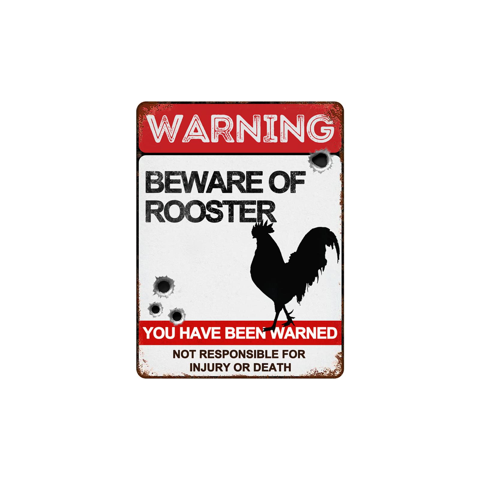 BAIWIFE Beware of Rooster Signs 8"x12" Vintage Metal Warning Signs About Rooster Activity Areas for Outdoor Fences Yards Forest Scenic Area
