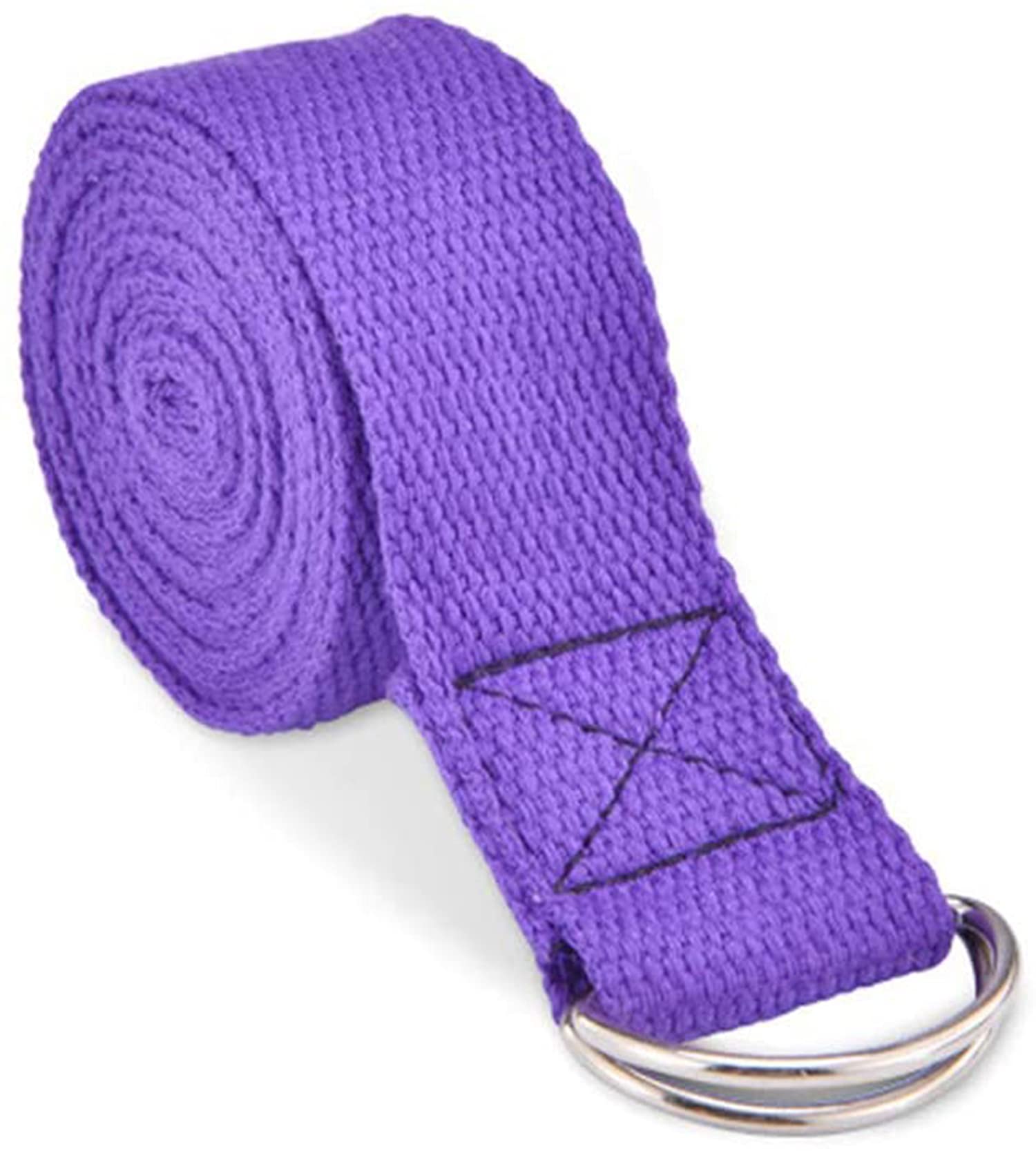 DELFINO Yoga Strap Belt 6ft, Stretching Exercise Fitness Bands, Made with Durable Cotton Soft with Metal D-Ring Buckle, Best for Holding Poses, Physical Therapy, Pilates, Increase Flexibility