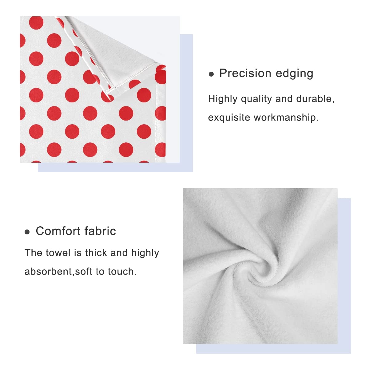 Amazon.com: DOMIKING Polka Dot Red White Bath Towels Set of 3