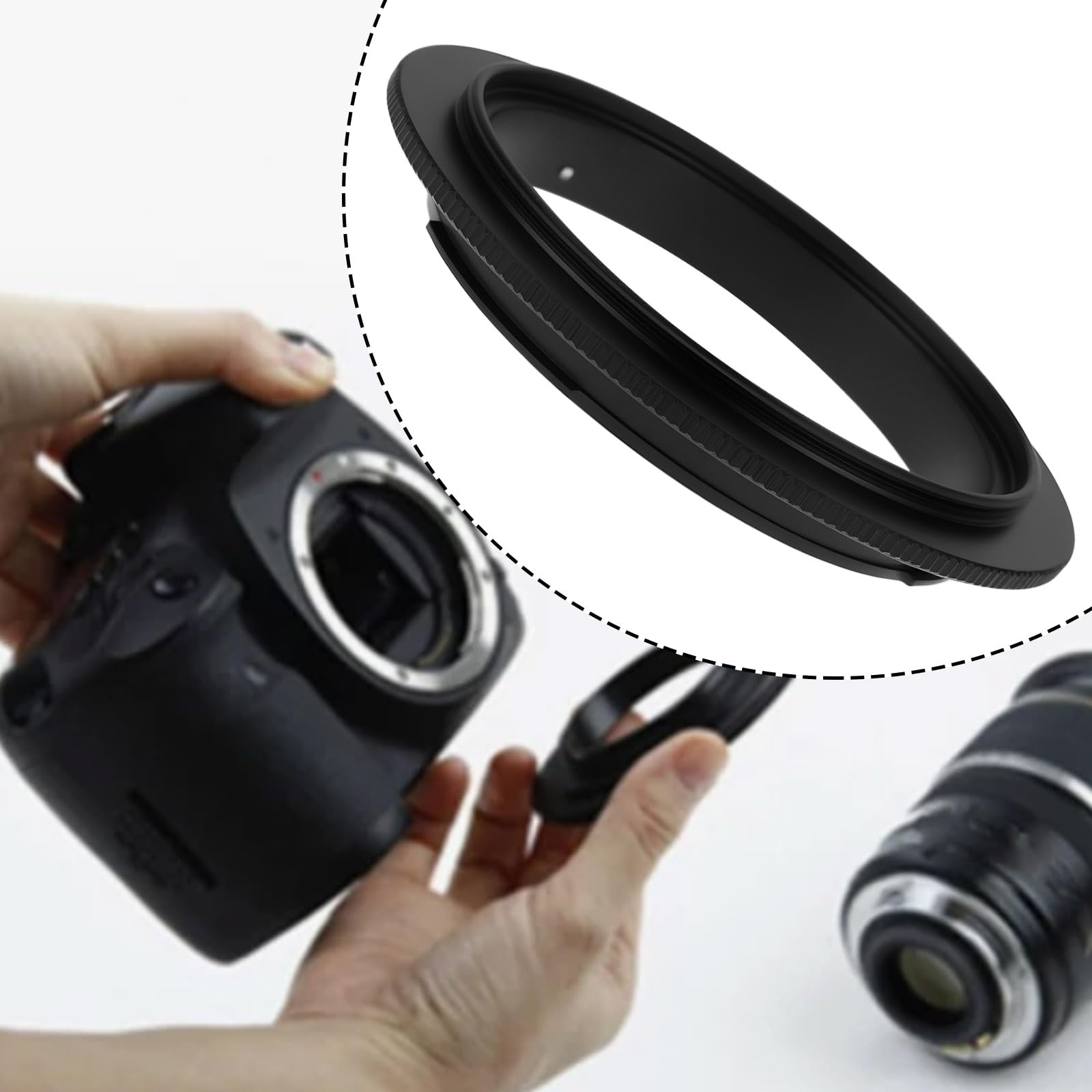 Anello Adattatore Per Obiettivo Invertito EOS-55mm Macro Close-Up Compatibile Con Canon EOS EF SLR T3 T5 T6i T7i