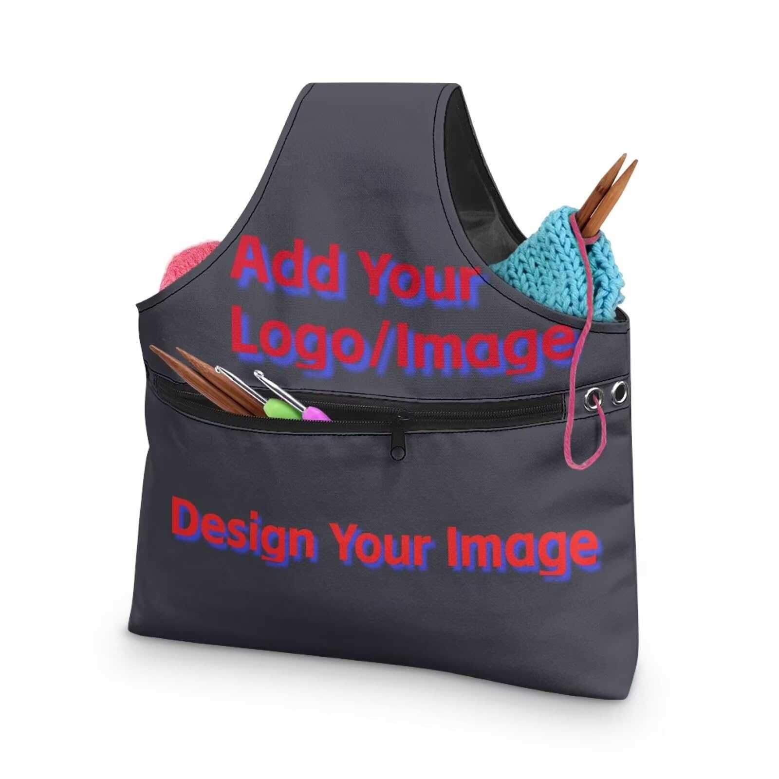 ZUXONGSY Custom Knitting Bag for Knitting Tote Bag Lightweight Customized Picture Yarn Tote Bags for Crocheting Personalized Customization Knitting Yarn Storage Bag Organizer