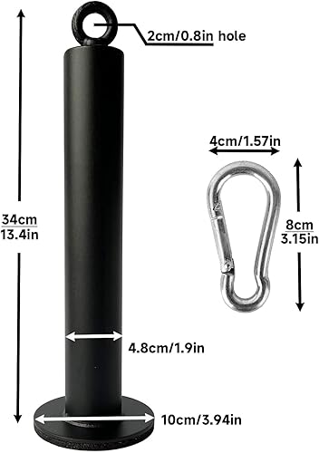 Miniatura 9 de Weight Plate Loading Pin Cable Pulley System Attachment with Carabiner, for LAT Pulldown Gym Machine Workout Olympic Standard Plates Lifting Home