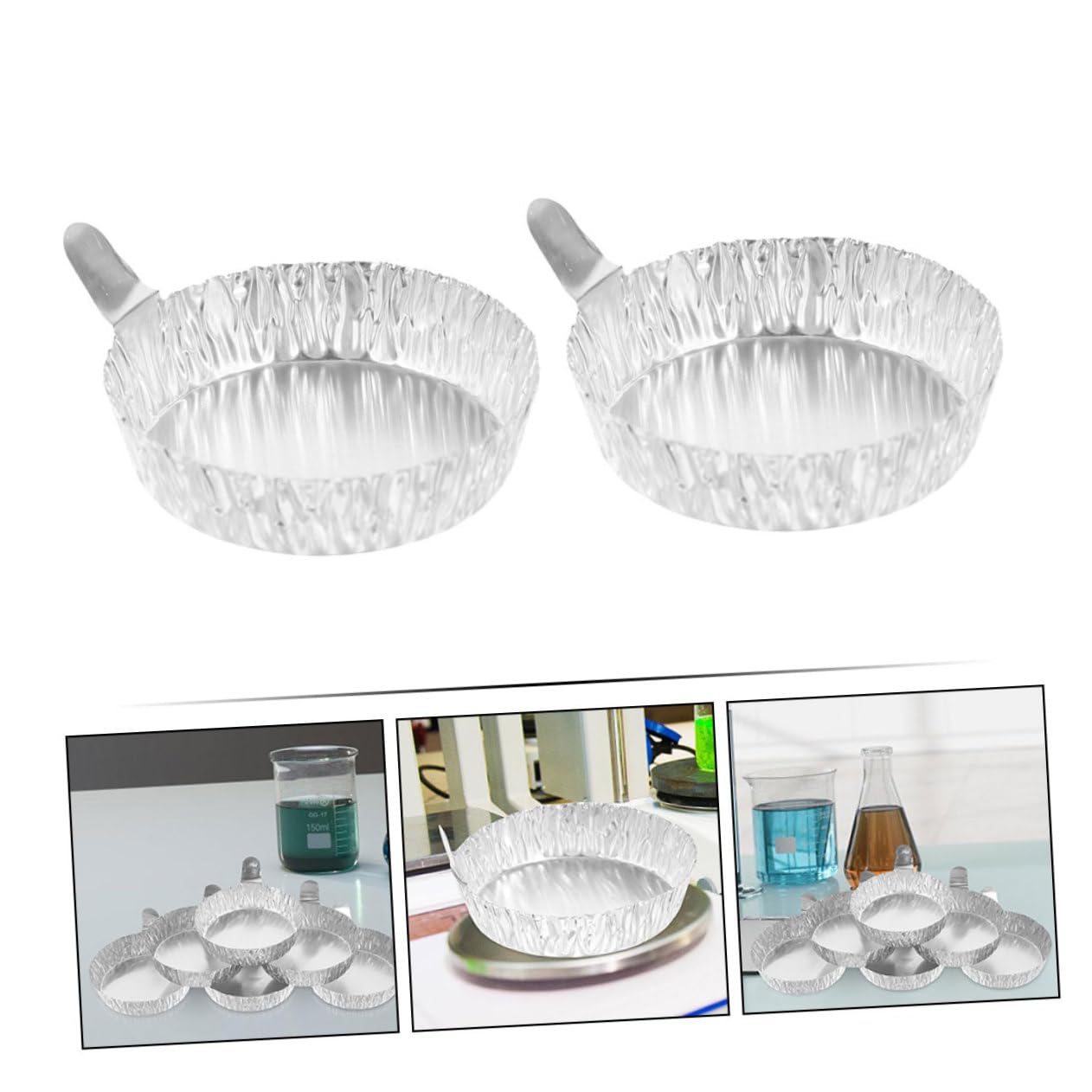 200 Bandejas de Pesaje de Aluminio para Laboratorio, Plato de Pesaje Pequeño de 42ml con Asas, Resistente y Estable para Experimentos Científicos