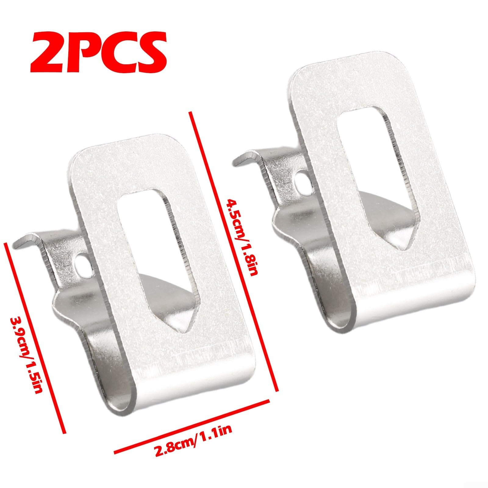Paquete de 2 ganchos de clip de cinturón de acero plateado compatibles con taladro DeWalt de 18 V 20 V DCD785C2 DCD780C2 modelos de llave de repuesto N268241 N169778 de 45 x 28 mm con tornillos
