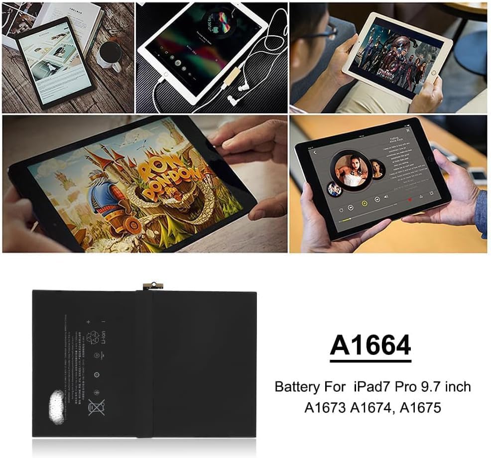 Batería A1664 para tablet de 9.7 pulgadas con capacidad de 7306mAh y 3.82V 5