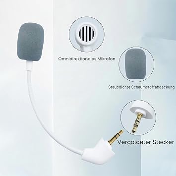Replacement Microphone Compatible with Kingston HyperX Cloud 2 II Post-2022 2nd Version Wired Cloud Core Cloud Pro Cloud X Gaming Headphones for PS4 Xbox One Computer PC 3.5 mm Jack 6.2 Inch