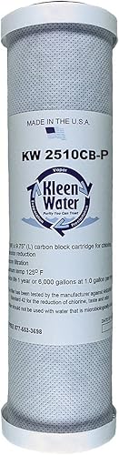 Miniatura 2 de KleenWater Filtro compatible con GE GXWH04F, GXWH20F, GXWH20S y GXRM10, KleenWater KW2510CB Cartucho de repuesto de bloque de carbono, juego de 3,