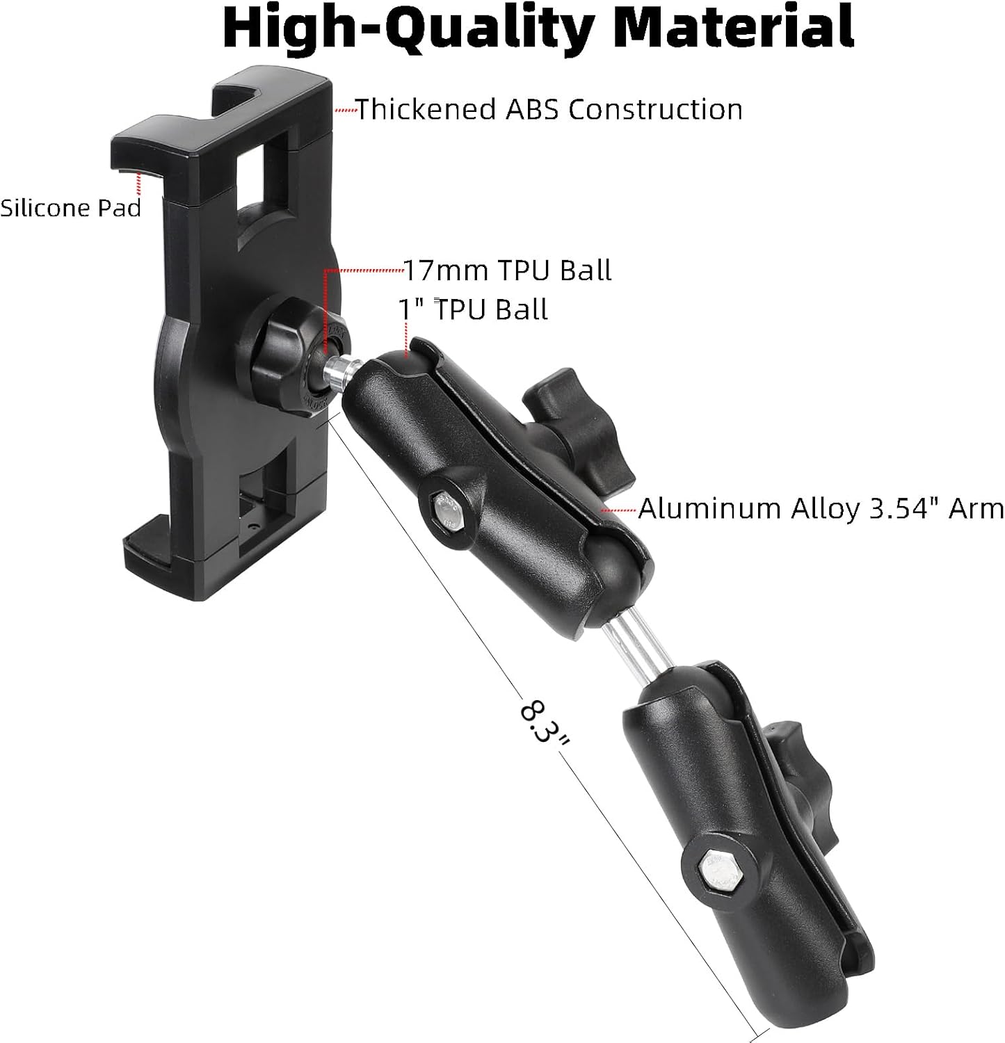 iPad Holder for RAM Mounts, Tablet Clip Mount with Aluminum Extended Arms for iPad Pro 12.9 Air Mini, Compatible with 1" B Size Truck Car Vehicle Mounts