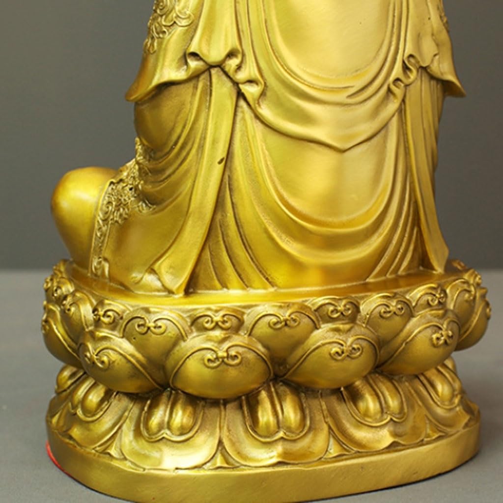 Kryty posąg Buddy Guanyin Bodhisattva - Mosiężne ozdoby Buddy, Kult Świątyni Zen, domowa medytacja, ozdobne ozdoby posąg Buddy w medytacji Figurka i rzeźba
