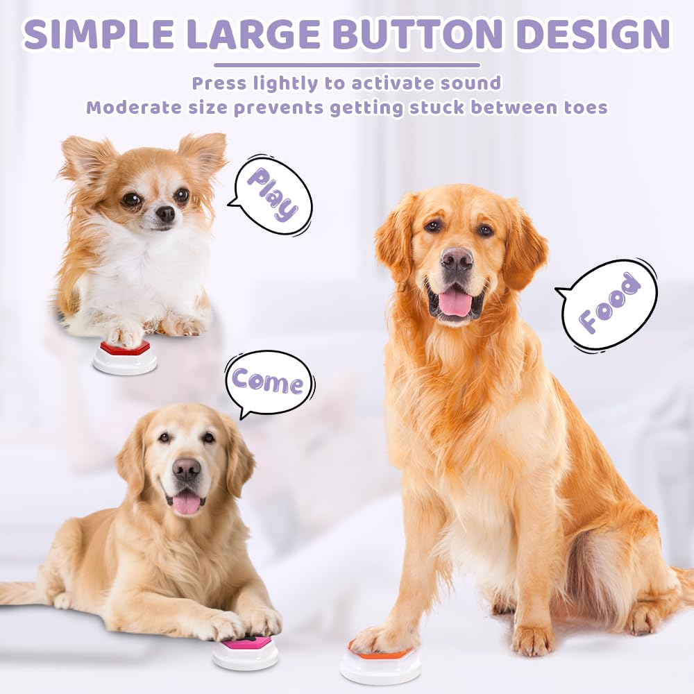NAVESO 8 Pièces Buzzer Enregistrable, Bouton Enregistreur, Buzzer Sonore, Bouton Chien Communication, Boutons Parlant Enregistrable pour Lentraînement Au Animaux Communication Enregistrée