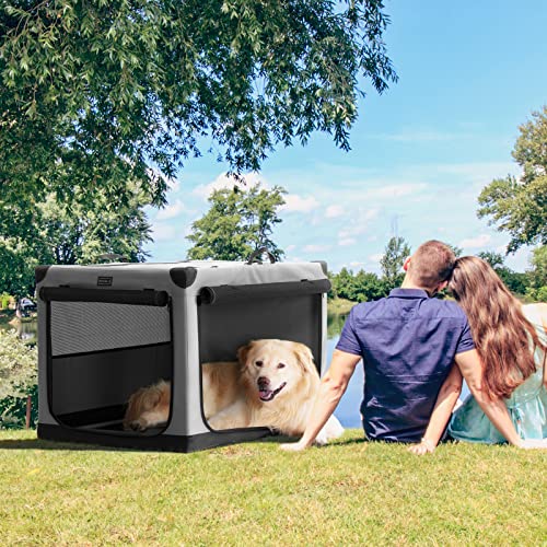 Petsfit Hundebox faltbar, Hundebox für zuhause Verstellbarer Stoffbezug mit Spiraleisenrohr, Hundetransportbox Auto Stoff für große mittlere kleine Hunde,Leicht zu Verstauen